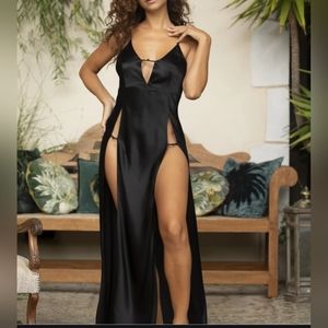 Marjolaine Roxane Long Slip Silk dress 42 black